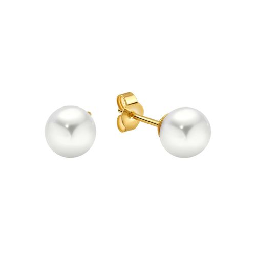 4006046086158 - Paar Ohrstecker FASCINATION BY ELLEN K Gold 333 Perle weiß 7-75mm Ohrringe Gr ONE-SIZE Gold gelb (gelb weiß) Damen Ohrstecker