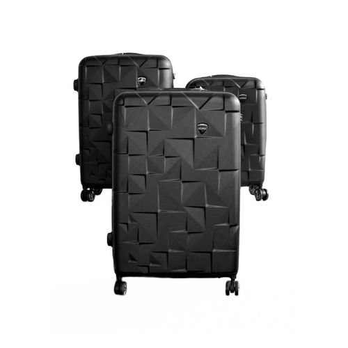 4255698260694 - Almina 3 Tlg Koffer-Set Hartschale mit 4 Rädern in Schwarz 360° drehbar