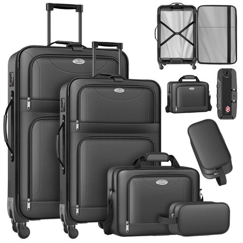 4255598332958 - KESSER® Reisekoffer Set 4-teilig Trolley Kofferset Stoffkoffer mit 3-Ziffern-TSA-Schloss 360° Rollen & Teleskopgriff Kosmetiktasche Handgepäck leichter Koffer & große Koffer für Business & Reisen 4255598332958 - KESSER® Reisekoffer Set 4-teilig Trolley Kofferset Stoffkoffer mit 3-Ziffern-TSA-Schloss 360° Rollen & Teleskopgriff Kosmetiktasche Handgepäck leichter Koffer & große Koffer für Business & Reisen