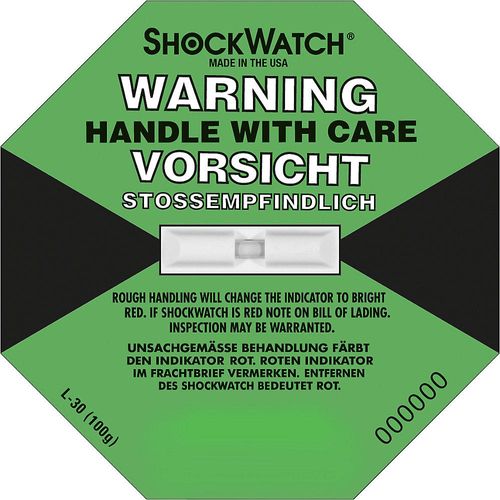 8057714368324 - Shockwatch® Präzisionsindikator inkl Label VE 10 Stk 100 g   50 ms hellgrün ab 20 VE kaiserkraft