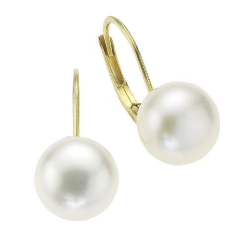 4006046086073 - Paar Ohrhänger FASCINATION BY ELLEN K 585 Gold Perle weiß 8-85mm Ohrringe Gr ONE-SIZE Gold weiß (weiß weiß) Damen Ohrhänger