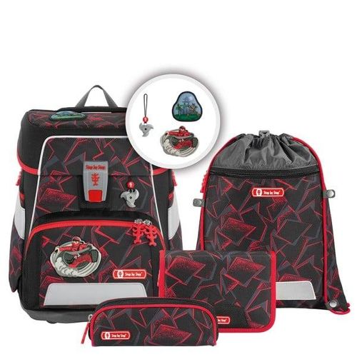 4047443460660 - Step by Step® Schulranzen-Set Ninja Yuma 5-teilig Volumen 20 l für Kinder grau