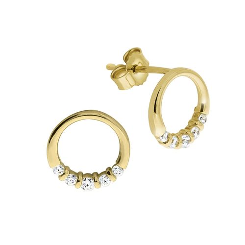 4006046344258 - Paar Ohrstecker CELESTA 375 - Gelbgold Zirkonia Ohrringe Gr ONE-SIZE Gold gelb (gelb weiß) Damen Ohrstecker