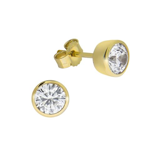 4006046345484 - Paar Ohrstecker CELESTA 375 - Gelbgold Zirkonia Ohrringe Gr ONE-SIZE Gold gelb (gelb weiß) Damen Ohrstecker