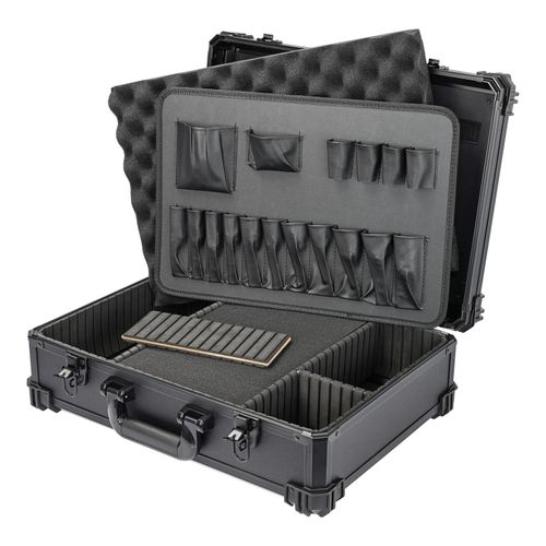 4010537157128 - HMF 15701-02 Werkzeugkoffer leer Werkzeugkasten groß mit Rasterschaumstoff 46 x 33 x 15 cm