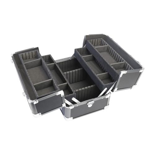 4010537149123 - HMF 14901-02 Alu Transportkoffer mit individuellen Trennwänden Werkzeugkoffer leer 33 x 225 x 24 cm Schwarz
