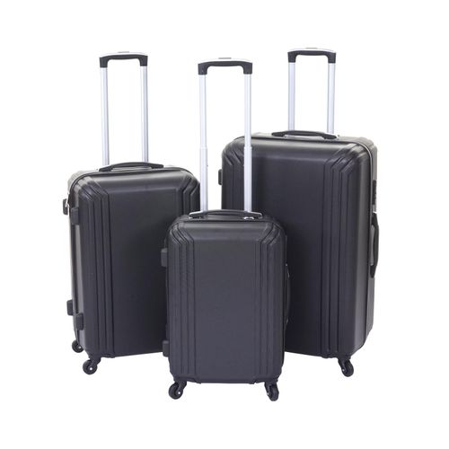 4057651273792 - 3er Set Koffer MCW-D54a Reisekoffer Hartschalenkoffer Trolley Handgepäck Höhe 72 60 50cm ~ schwarz Standard