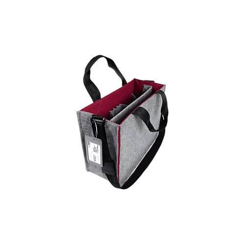 4004360769382 - Laptoptasche Desk Sharing Bag Bicolor M für Laptops bis 154″ 2 große Fächer 2 Seitenfächer Tragegriffe Schultergurt Kunstfilz grau-rot