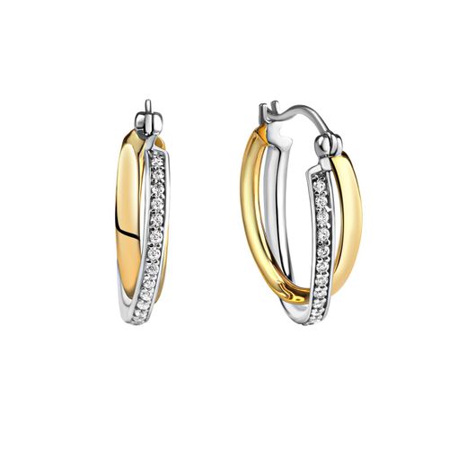 4006046396189 - Paar Creolen CELESTA 925 Silber 2farbig mit Zirkoniasteinen Ohrringe Gr ONE-SIZE Silber 925 (Sterlingsilber) bunt (mehrfarbig) Damen Creolen 4006046396189 - Paar Creolen CELESTA 925 Silber 2farbig mit Zirkoniasteinen Ohrringe Gr ONE-SIZE Silber 925 (Sterlingsilber) bunt (mehrfarbig) Damen Creolen