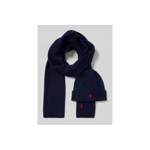 3616537848670 - Wollschal und Mütze im Set mit Logo-Stitching