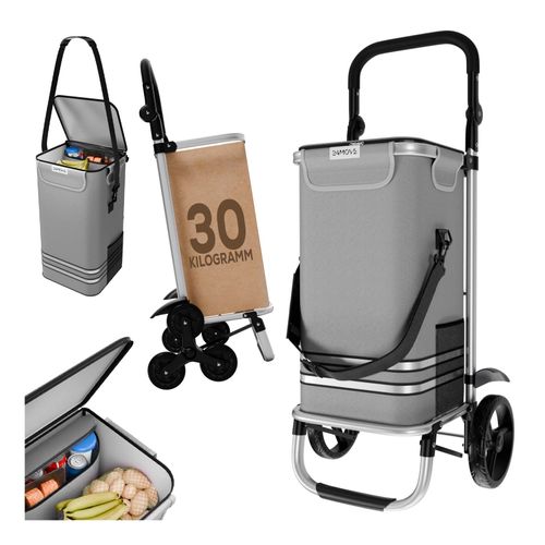 4099799000977 - 24MOVE® Einkaufstrolley VEHLO 3in1 Trolley faltbarer Einkaufswagen mit Kühlfach grau
