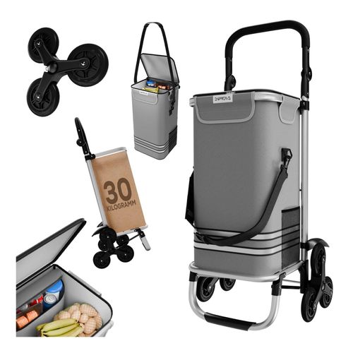 4099799000984 - 24MOVE® Einkaufstrolley ALEGRE 3in1 Trolley faltbarer Einkaufswagen mit Kühlfach grau