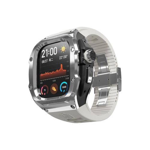 4255785151539 - Für Apple Watch Ultra 2   1 49mm Silikon Armband Metall Gehäuse Hülle