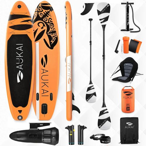 4054748045690 - Stand Up Paddle Board AUKAI Pro Ocean mit Kajak-Sitz und Motor orange