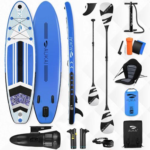 4054748045638 - Stand Up Paddle Board AUKAI Pro mit Kajak-Sitz und Motor blau