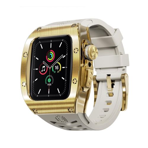 4255785151584 - Für Apple Watch Series 9 8 7 45   SE 6 5 4 Silikon Band Metall Gehäuse