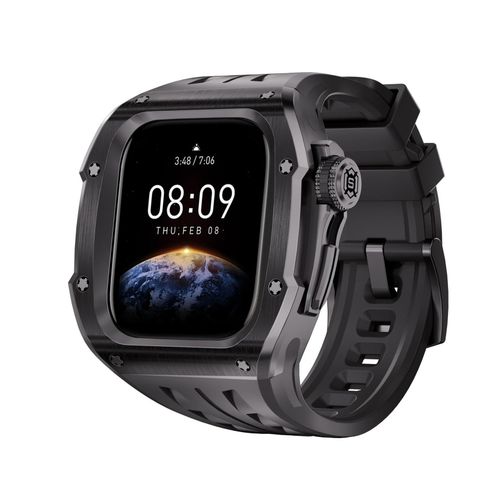 4255785150051 - Für Apple Watch Series 10 46mm Silikon Armband mit Metall Gehäuse Case 4255785150051 - Für Apple Watch Series 10 46mm Silikon Armband mit Metall Gehäuse Case