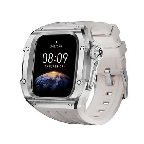4255785150068 - Für Apple Watch Series 10 46mm Silikon Armband mit Metall Gehäuse Case